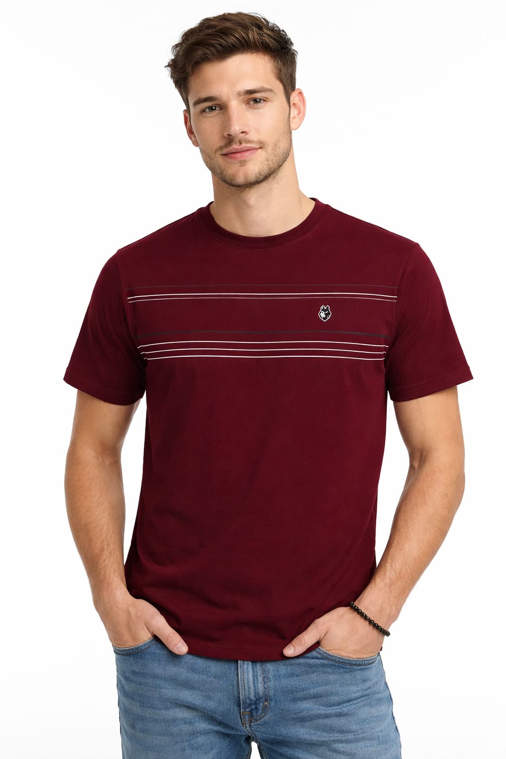 Playera Cuello Redondo Manga Corta Color guinda