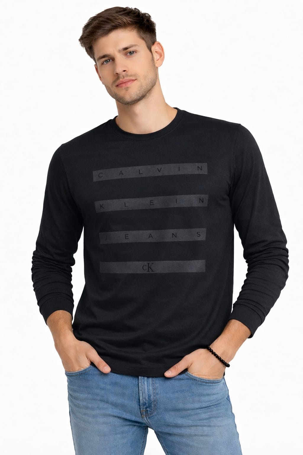 Playera Cuello Redondo Manga Larga color Negro