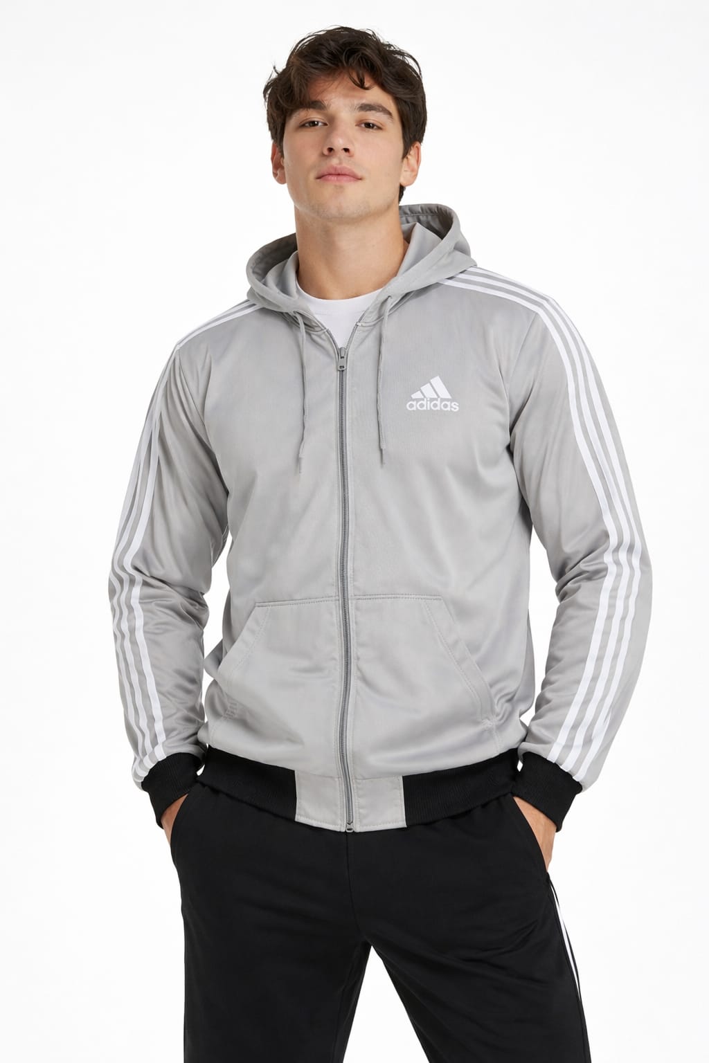 Chamarra Deportiva Color Gris Claro