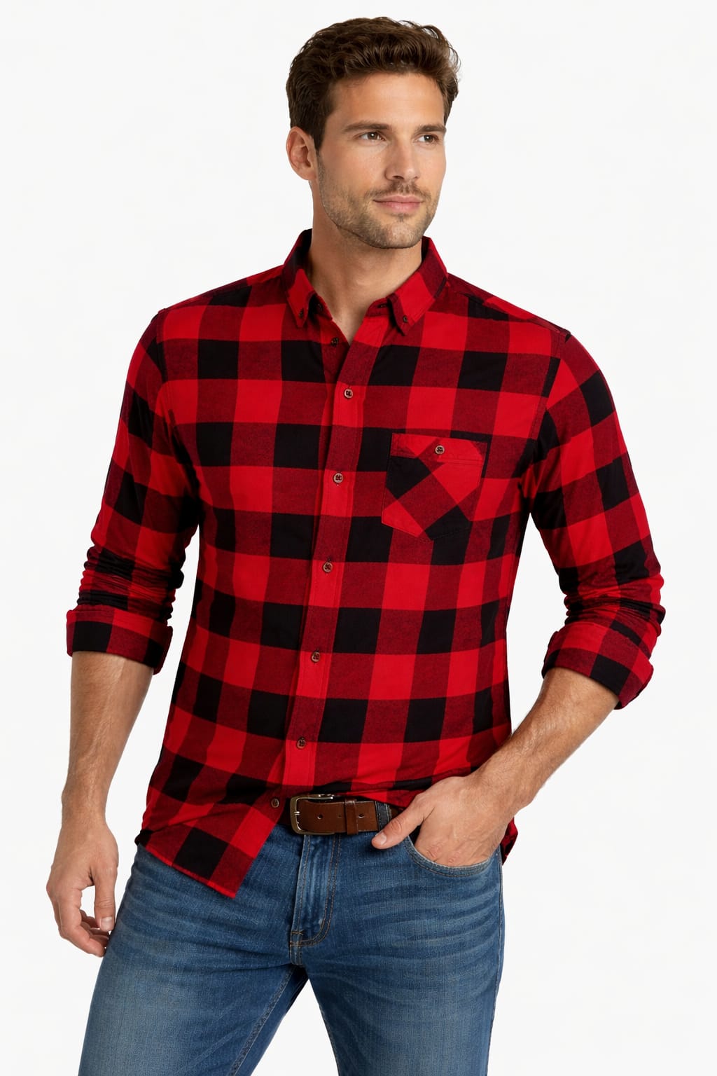 Camisa de franela con Estampado de cuadros