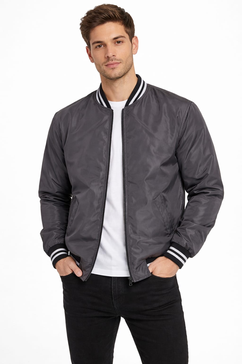 Chamarra Rompe-vientos Color Gris