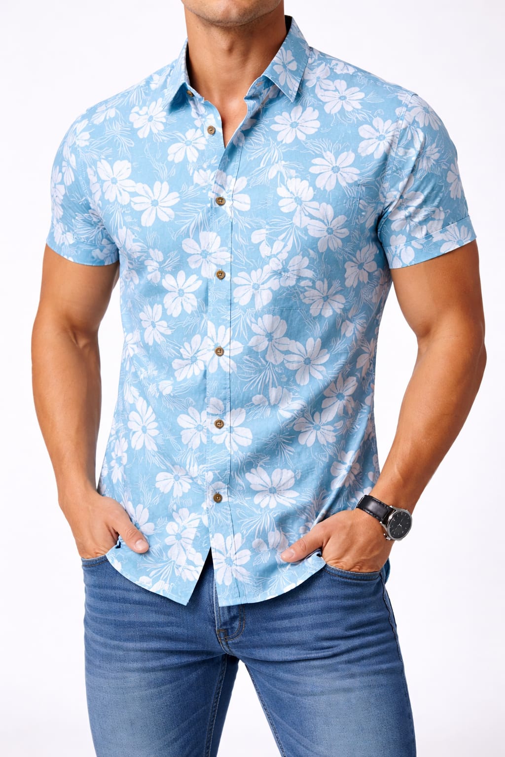 Camisa Manga Corta Con Estampado Floral