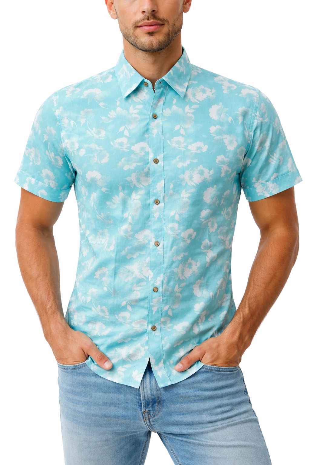 Camisa Manga Corta Con Estampado De Flores