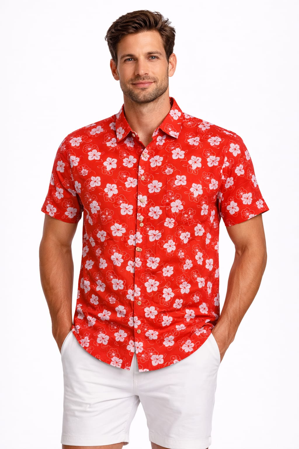 Camisa Manga Corta Con Estampado de flores