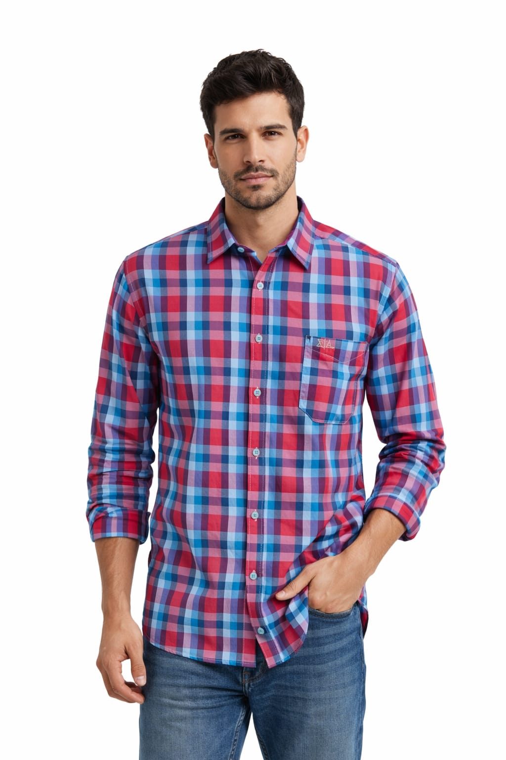 Camisa Con Estampado De Cuadros Talla 44