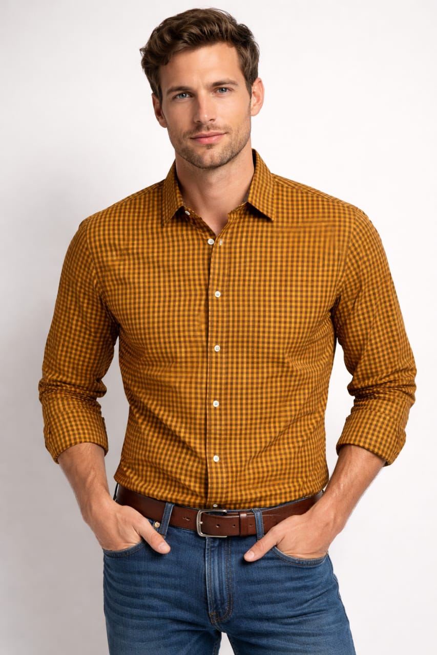 Camisa Con Estampado Cuadro Chico