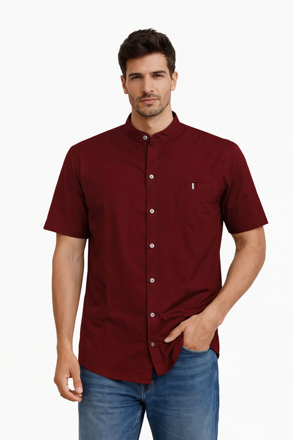 Camisa Con Estampado De Cuadros Manga Corta Talla 44