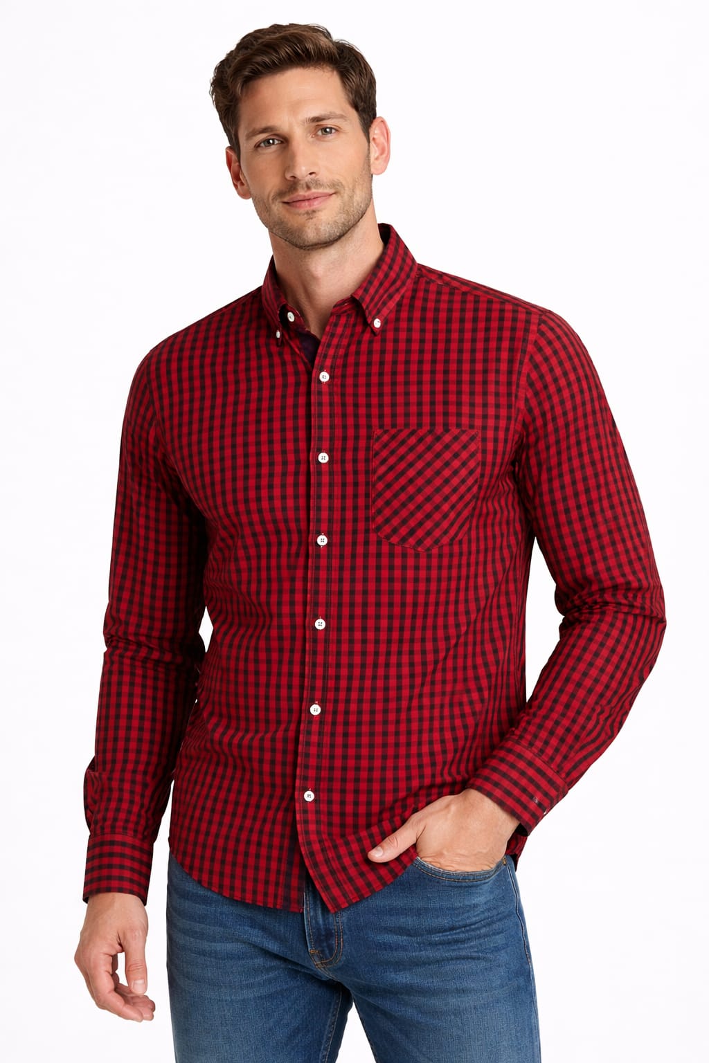 Camisa Con Estampado De Cuadros Chicos