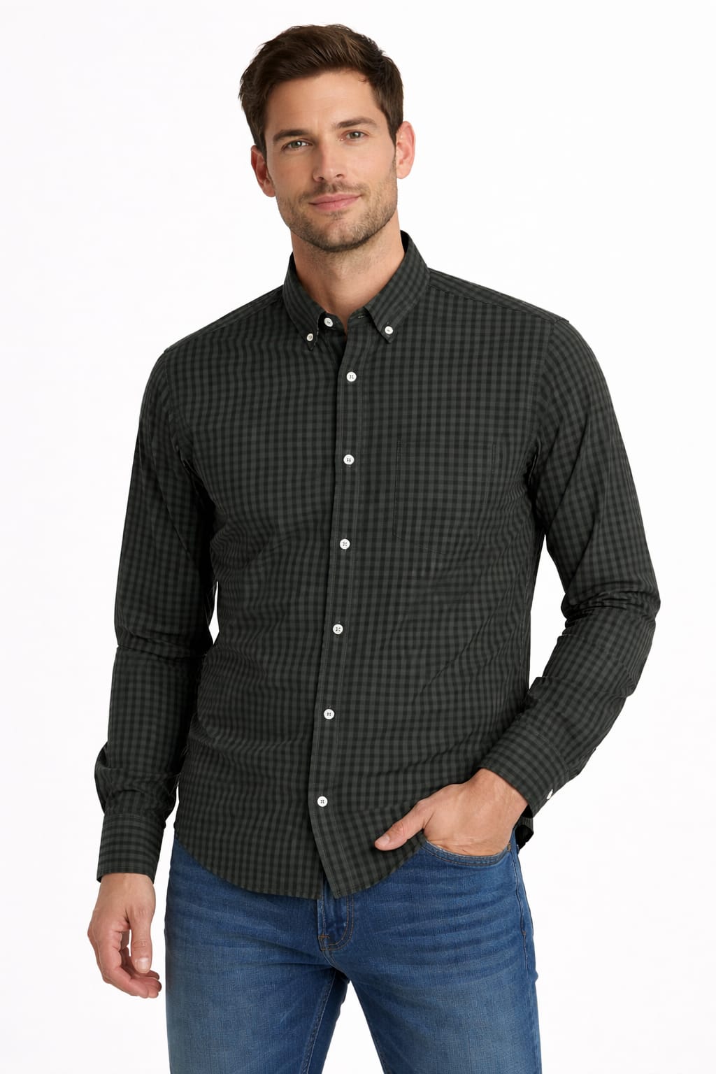 Camisa con Estampado De Cuadros Chicos