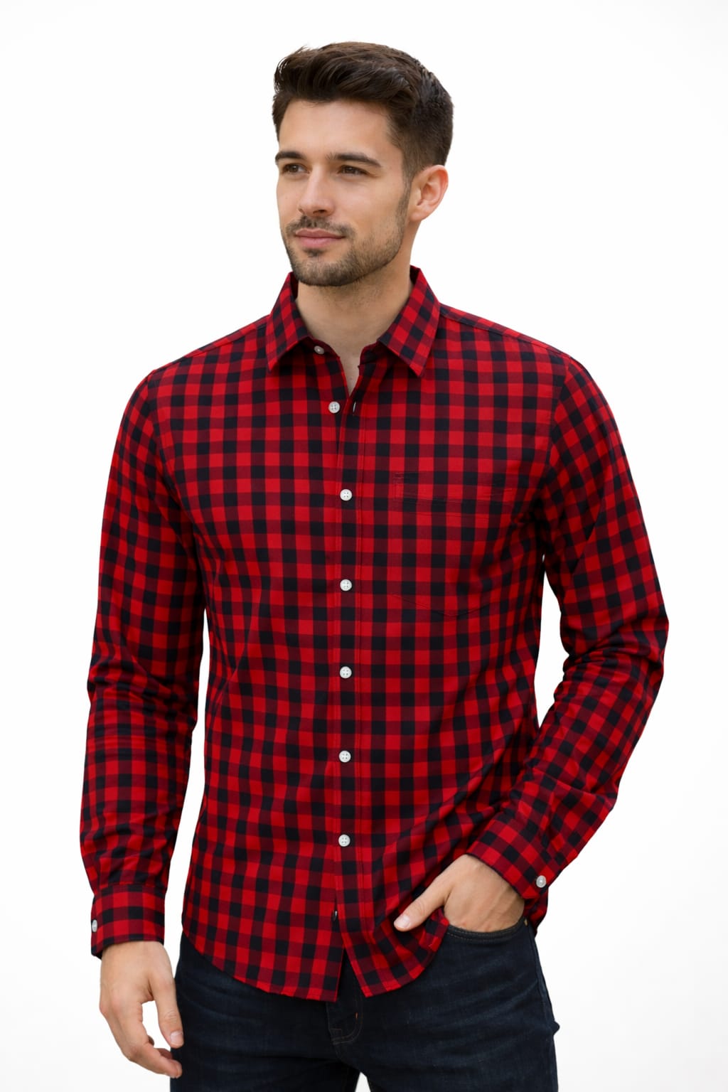 Camisa Con Estampado De Cuadros Medianos