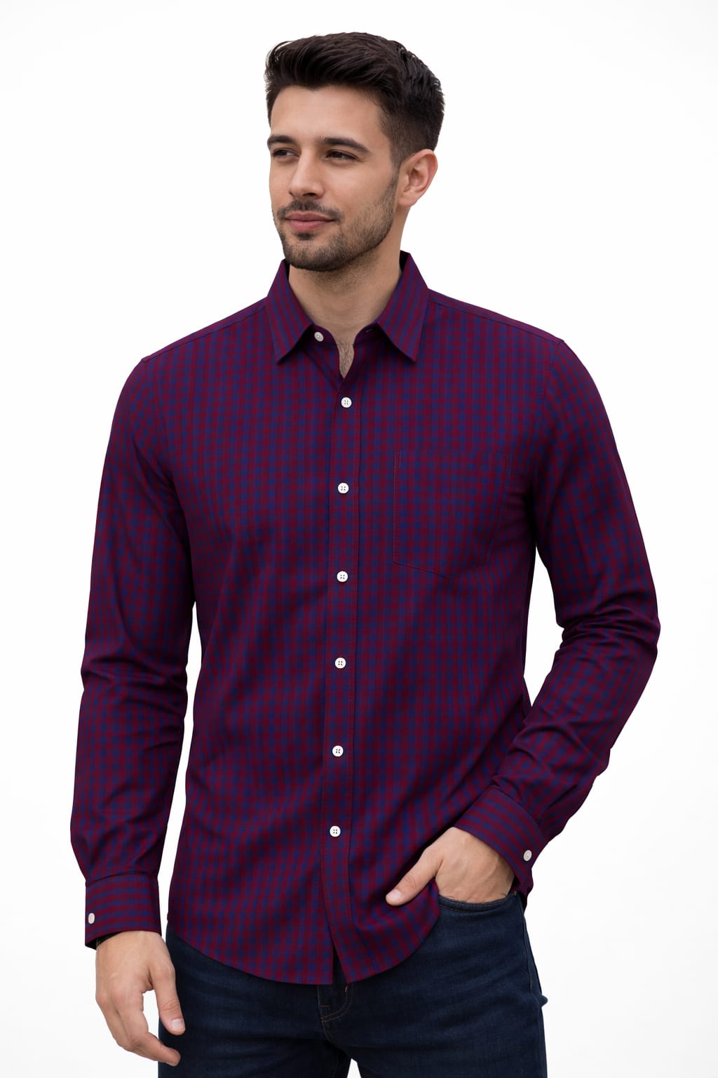 Camisa Con Estampado De Cuadros medianos