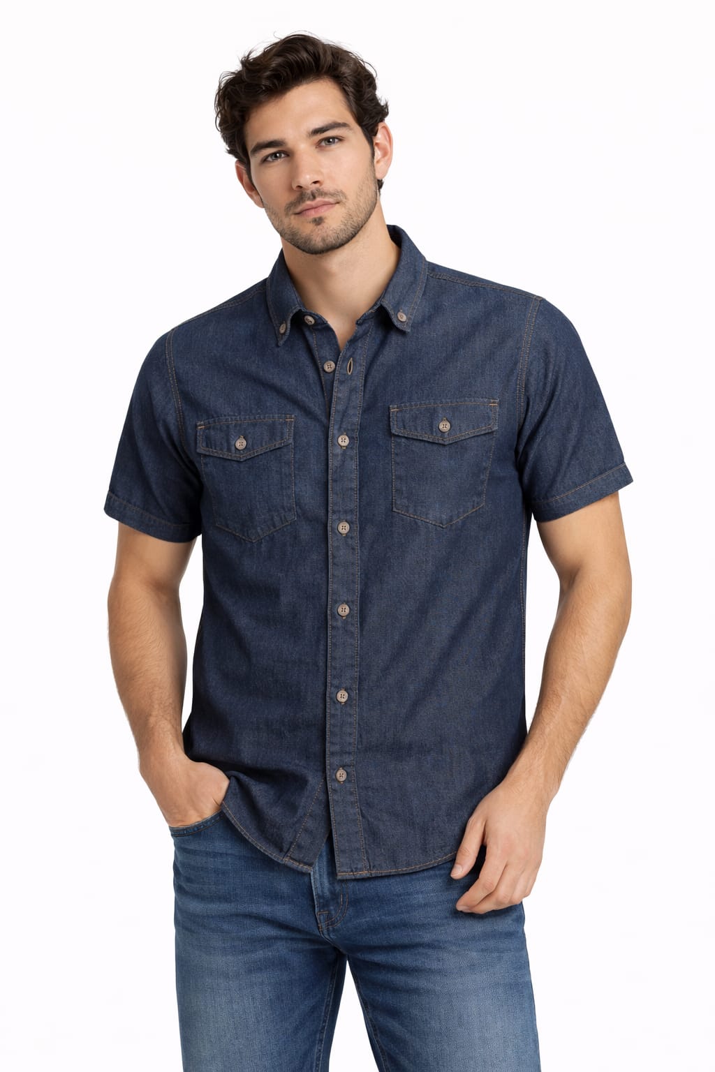 Camisa De Mezclilla Manga Corta