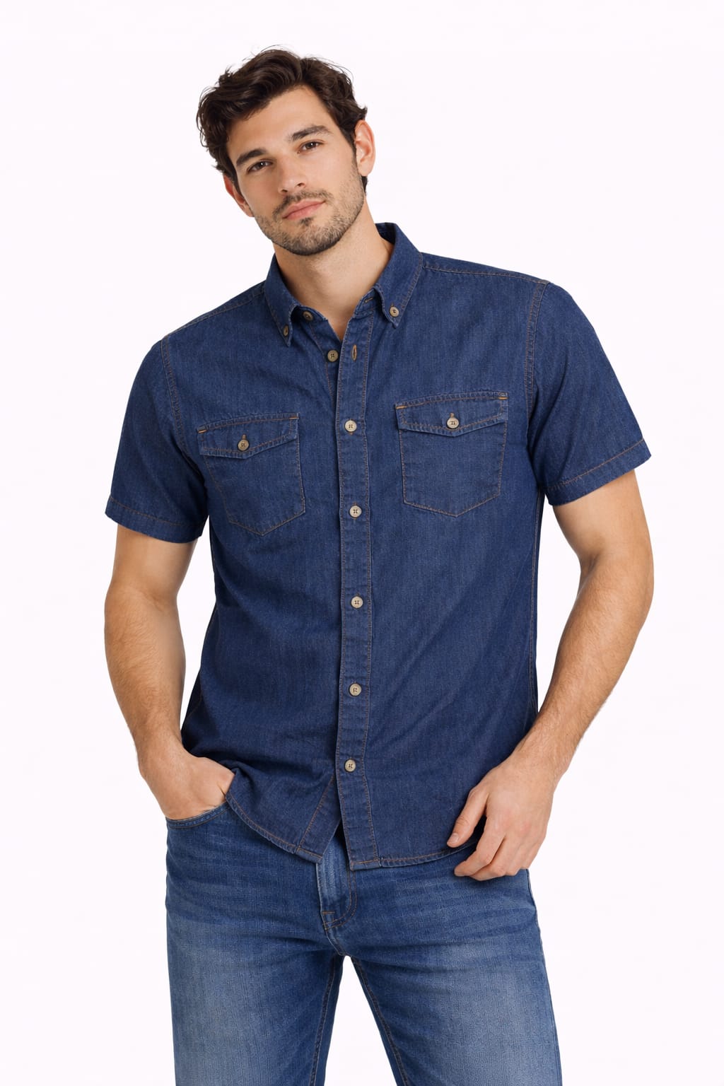 Camisa de Mezclilla Manga Corta