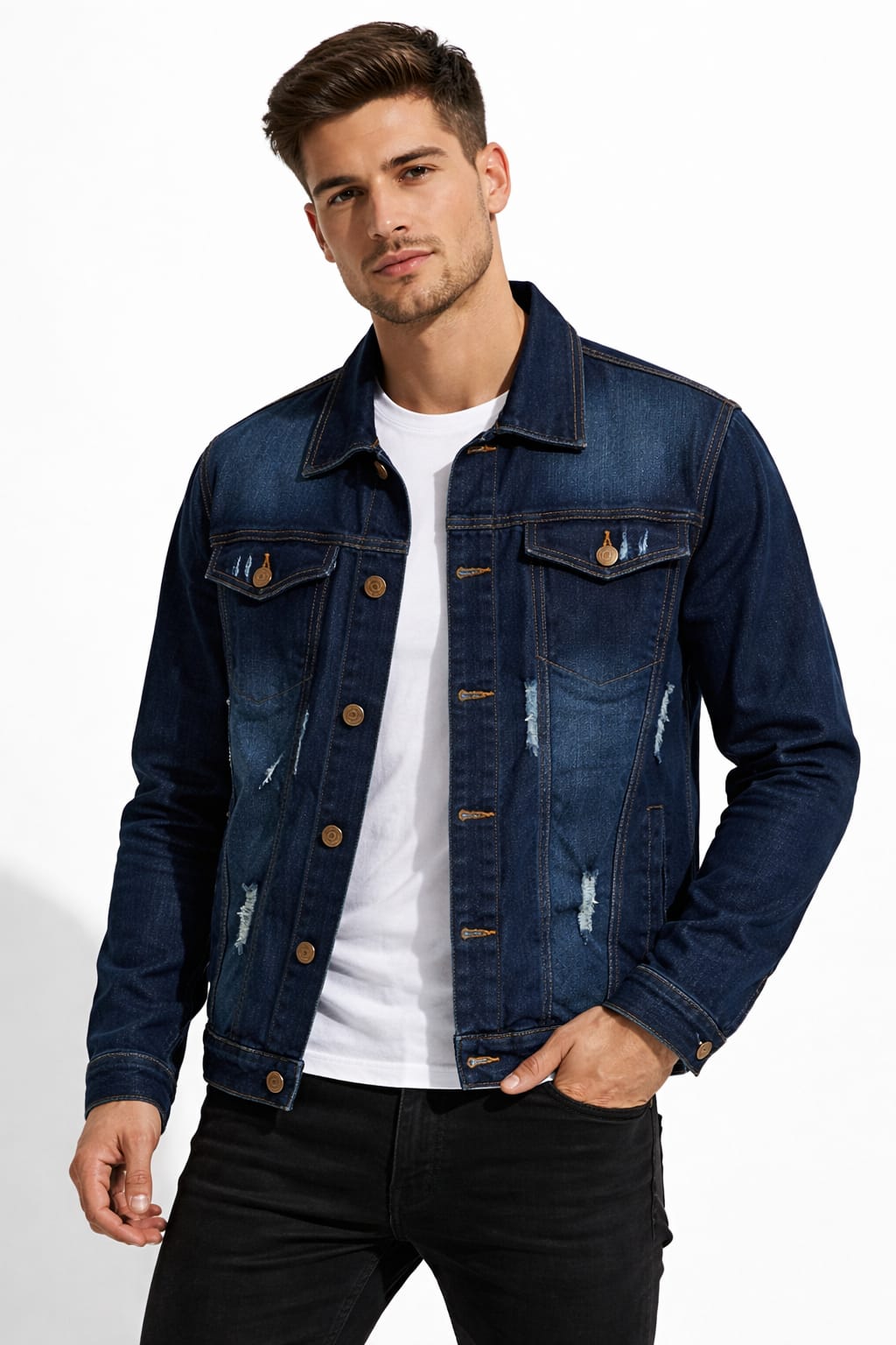 Chamarra De Mezclilla Semi-Rasgada