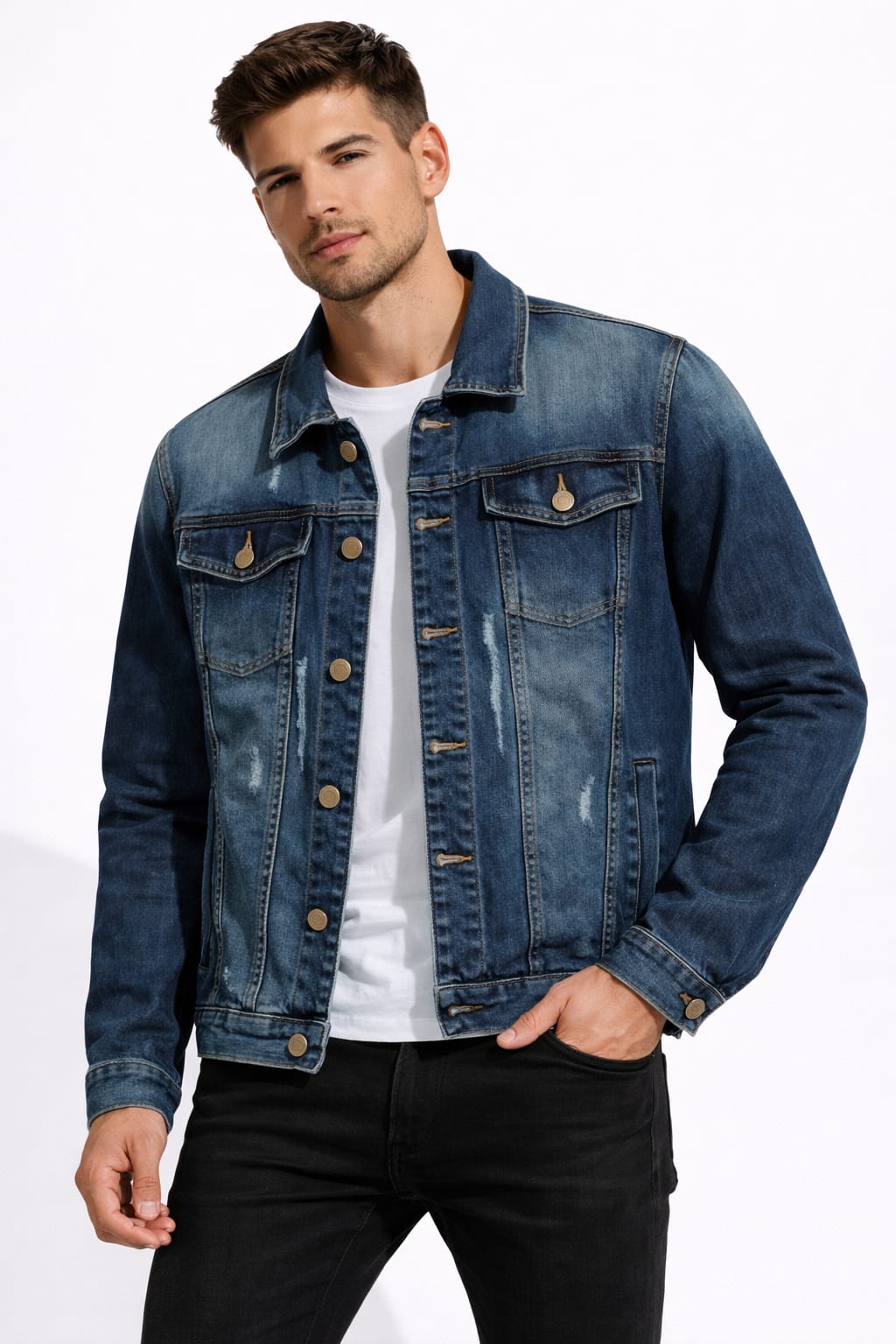 Chamarra De Mezclilla Semi-rasgada