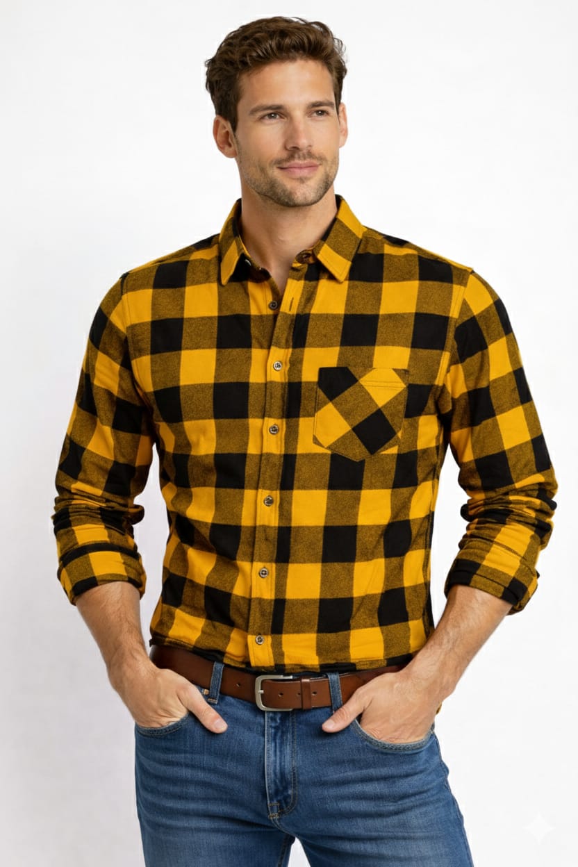 Camisa De Franela Con Estampado De Cuadros