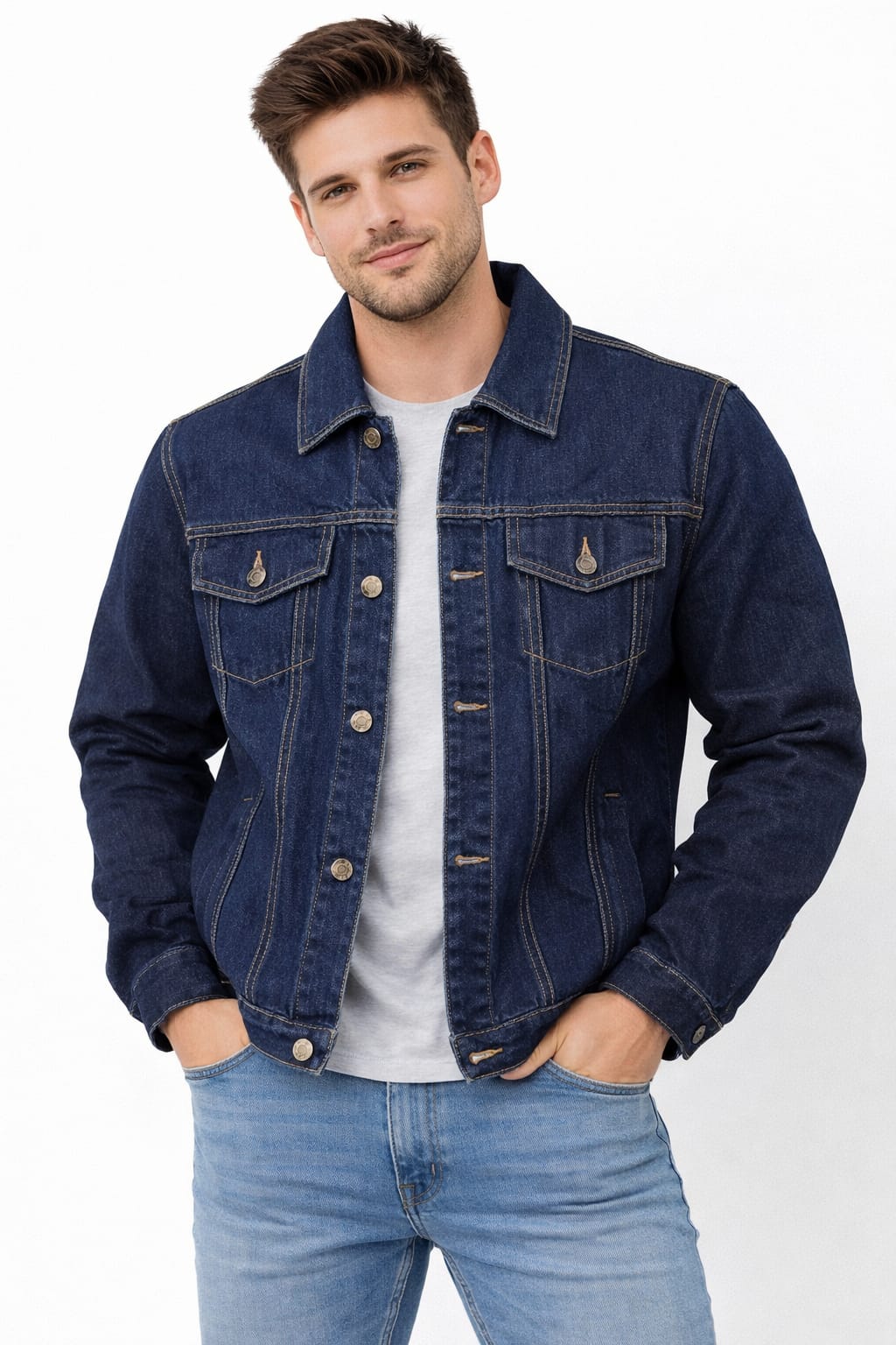 Chamarra de Mezclilla Rígida y Aborregada