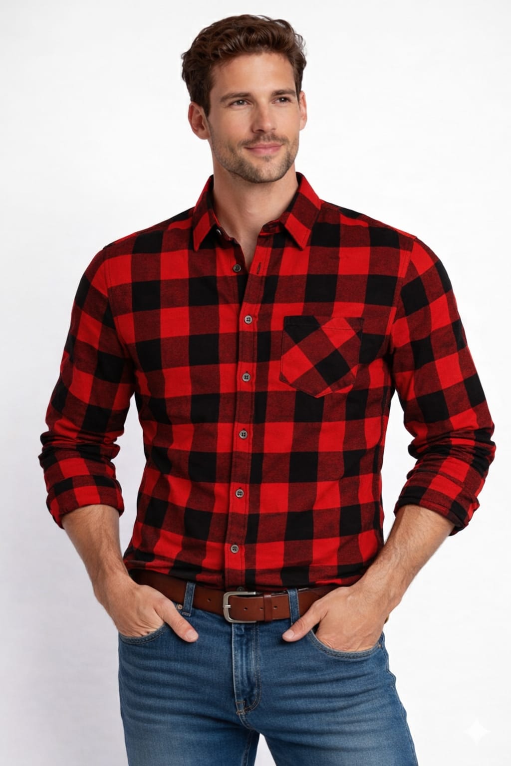 Camisa De Franela Estampado De Cuadros