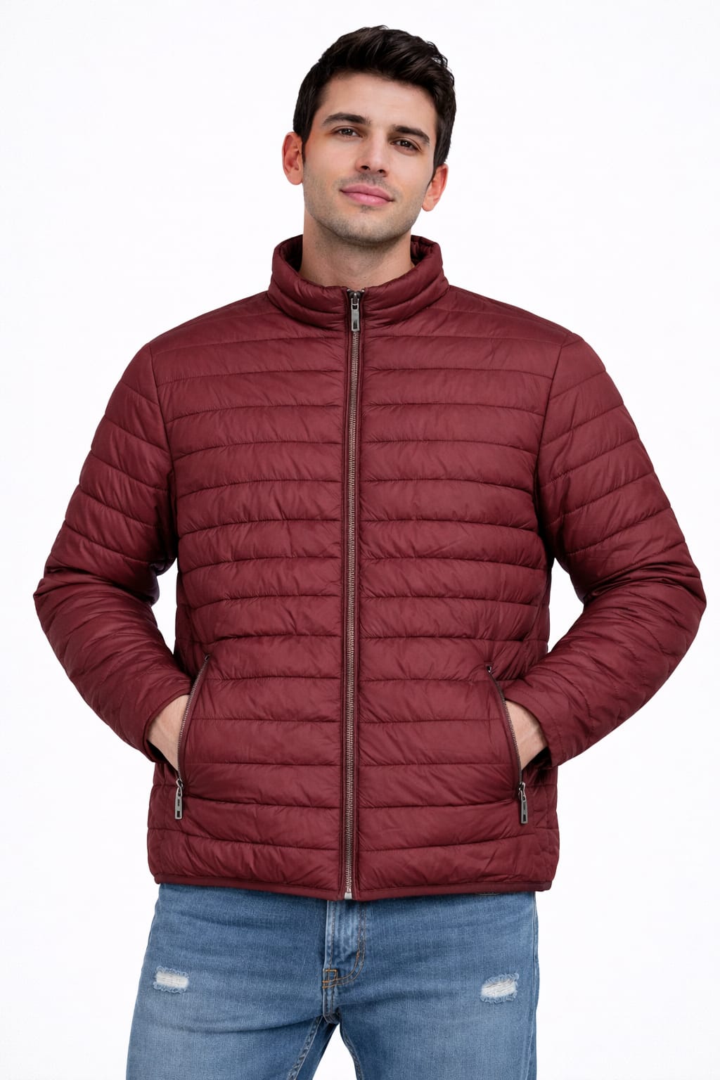 Chamarra Color Liso Guinda