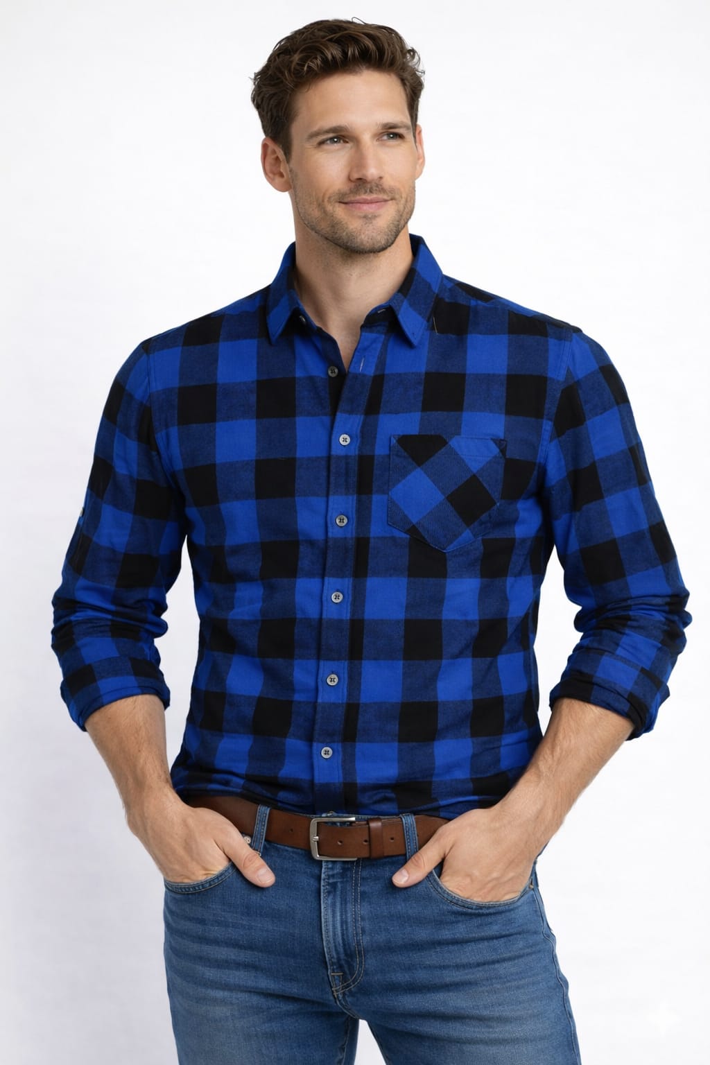 Camisa Con Estampado de Cuadros de Franela