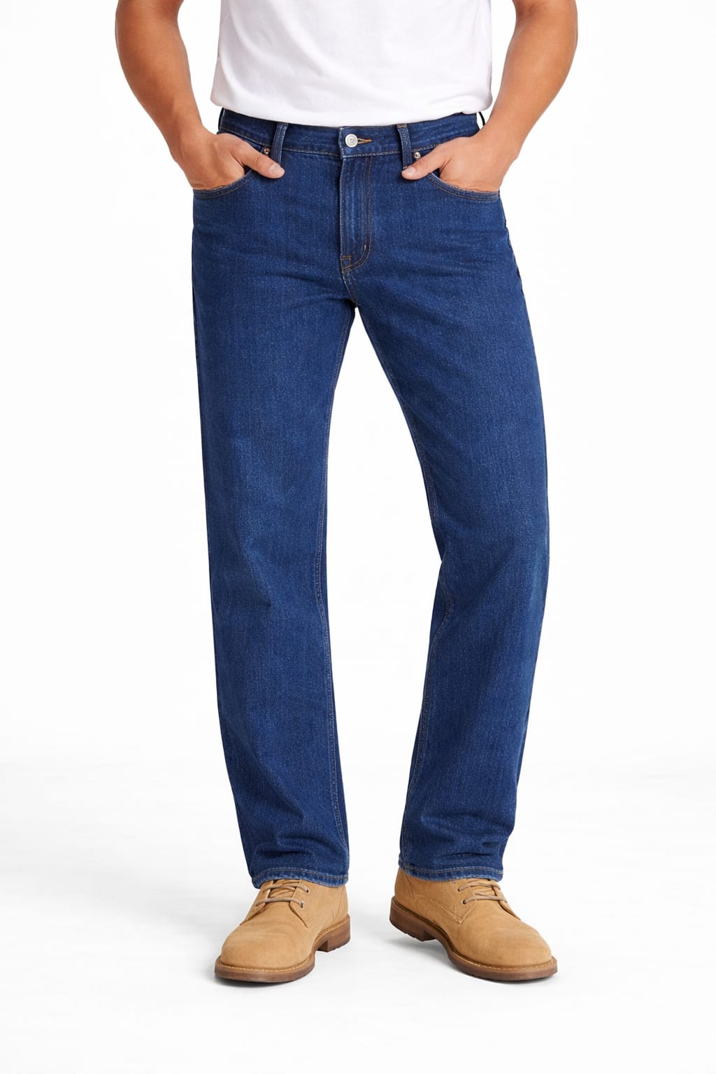 Pantalón De Mezclilla Rígida Corte Vaquero Color Azul Oscuro