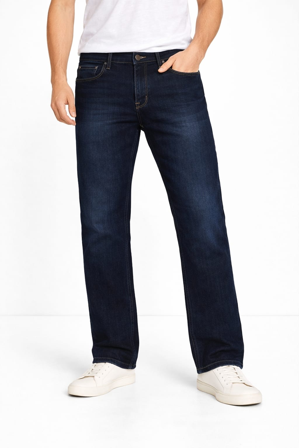 Pantalón De Mezclilla Corte Recto Color Azul Marino