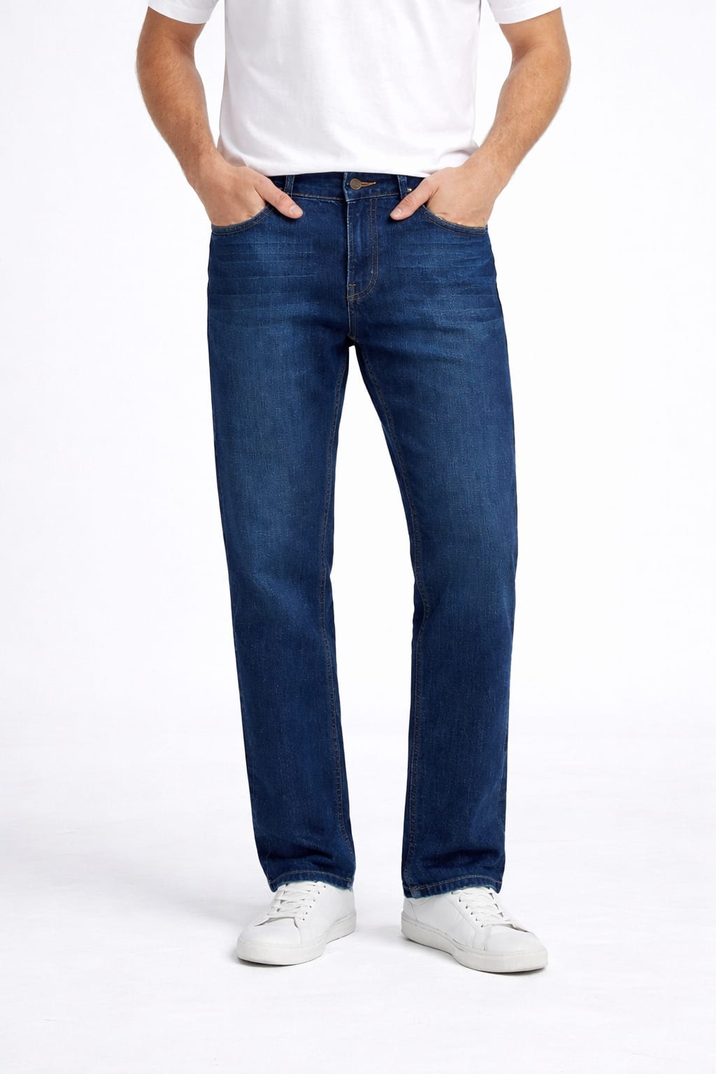 Pantalón De Mezclilla Strech Corte Recto Color Azul