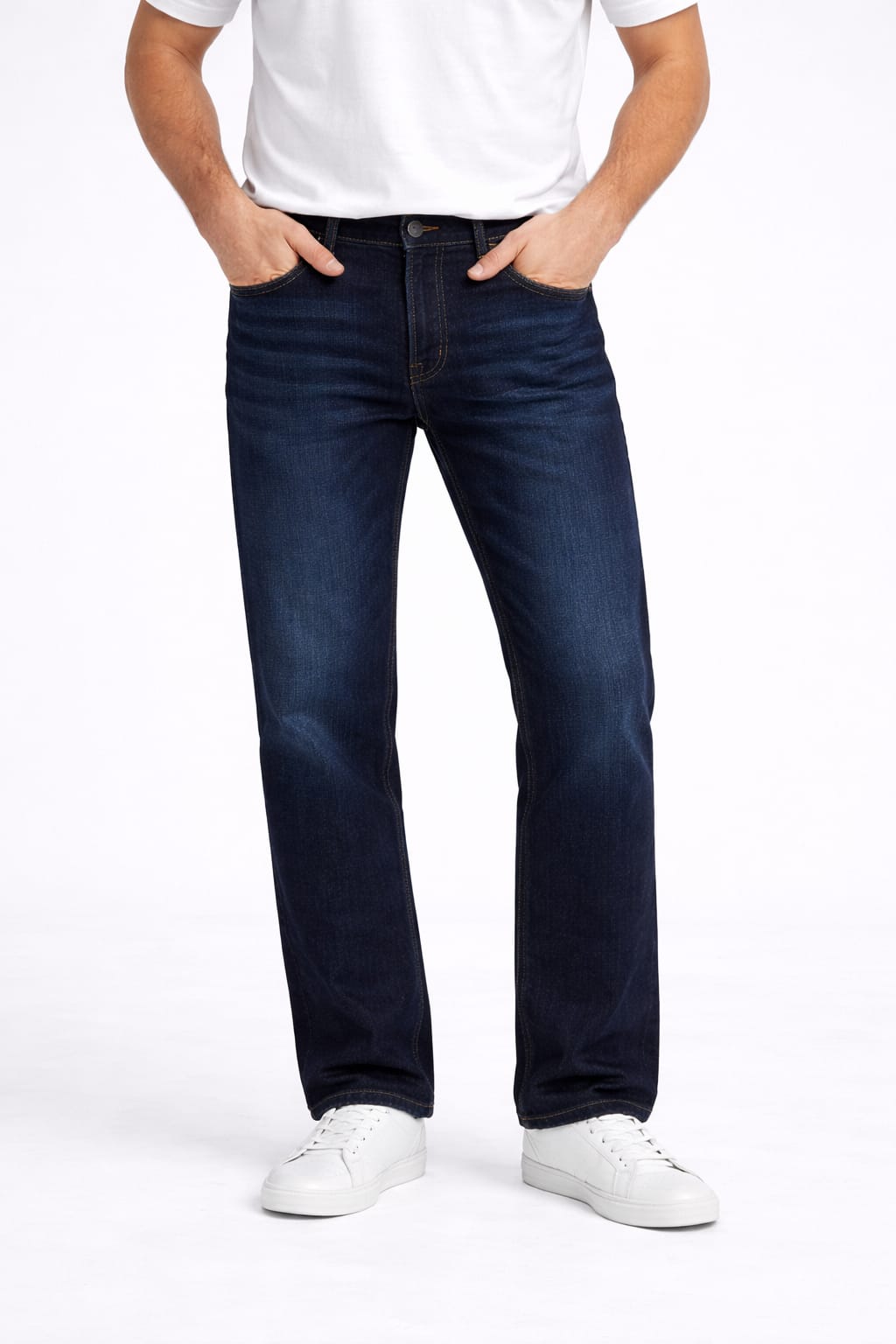 Pantalón De Mezclilla Strech Corte Recto Color Azul Oscuro