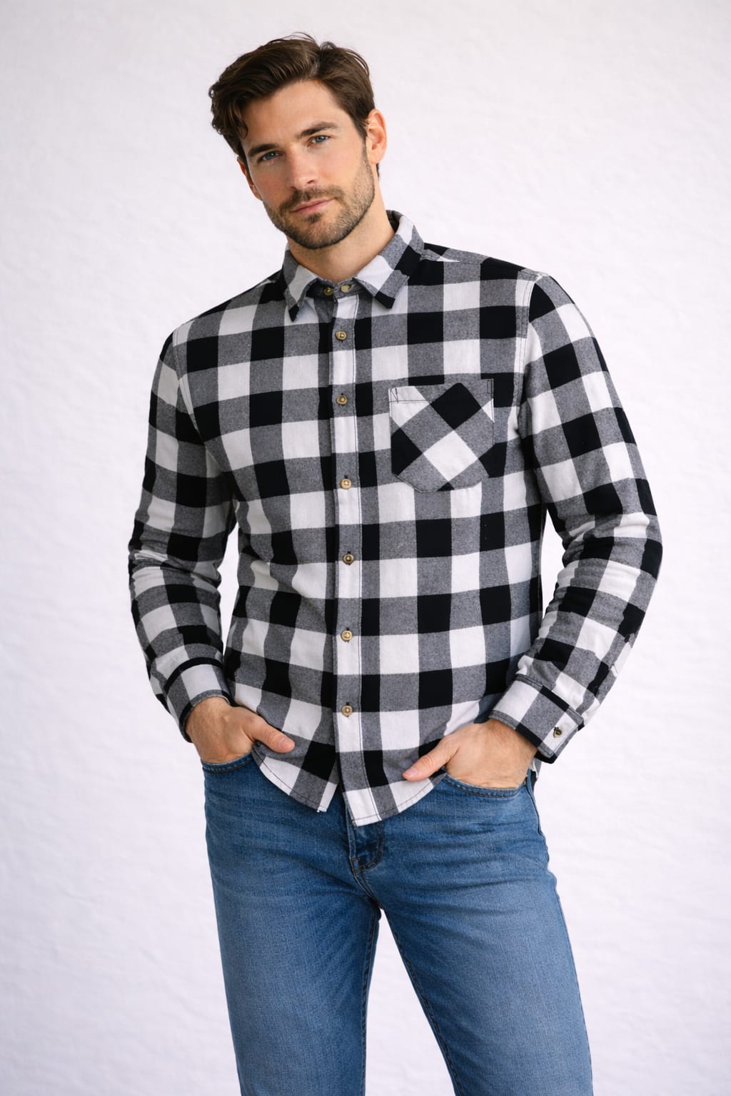 Camisa Con Estampado De Cuadros De Franela