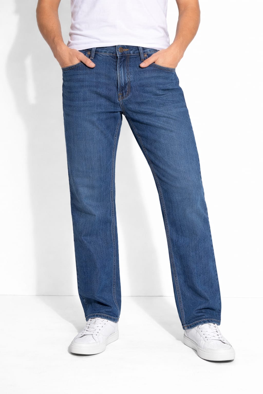 Pantalón De Mezclilla Strech Corte Recto Color azul