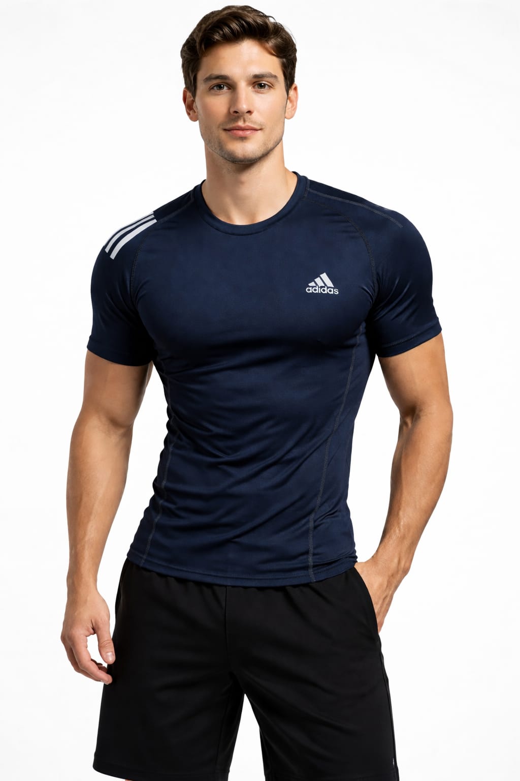 Playera Deportiva Color Azul Marino Manga Corta