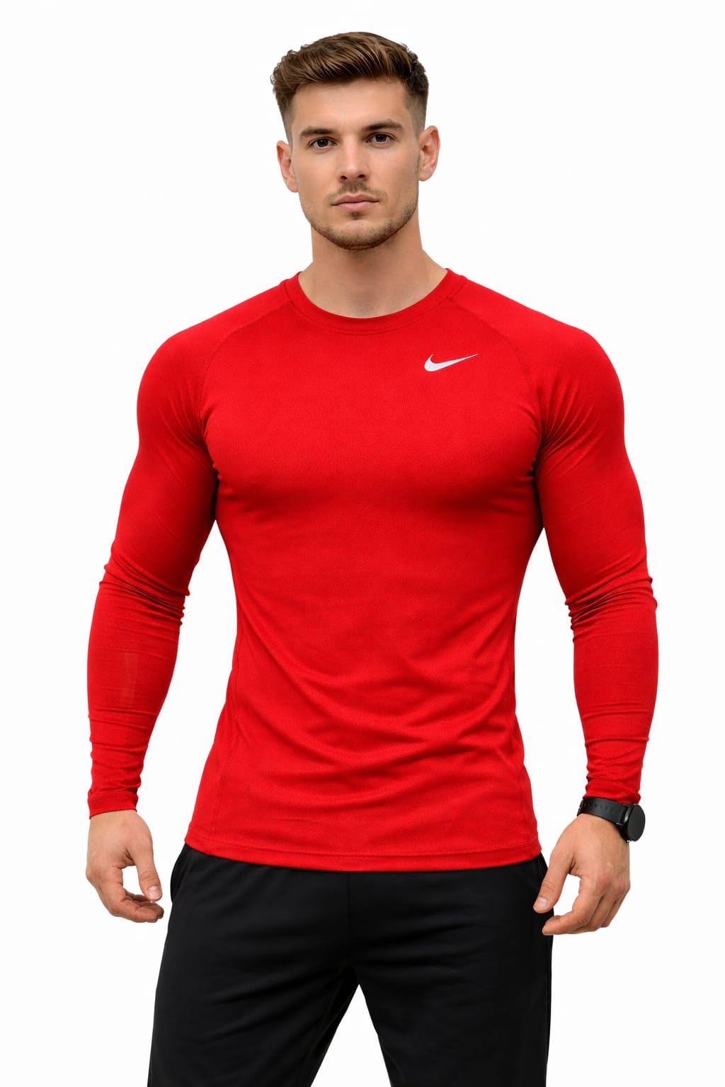 Playera Deportiva Color Rojo Manga Larga