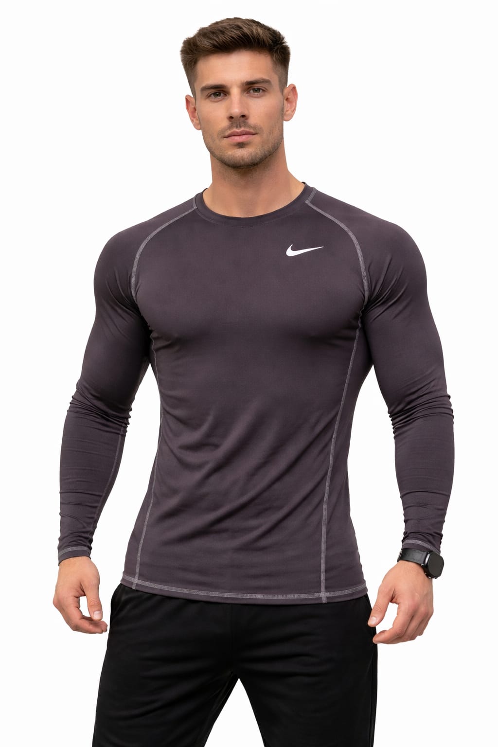 Playera Deportiva Color Gris Manga Larga