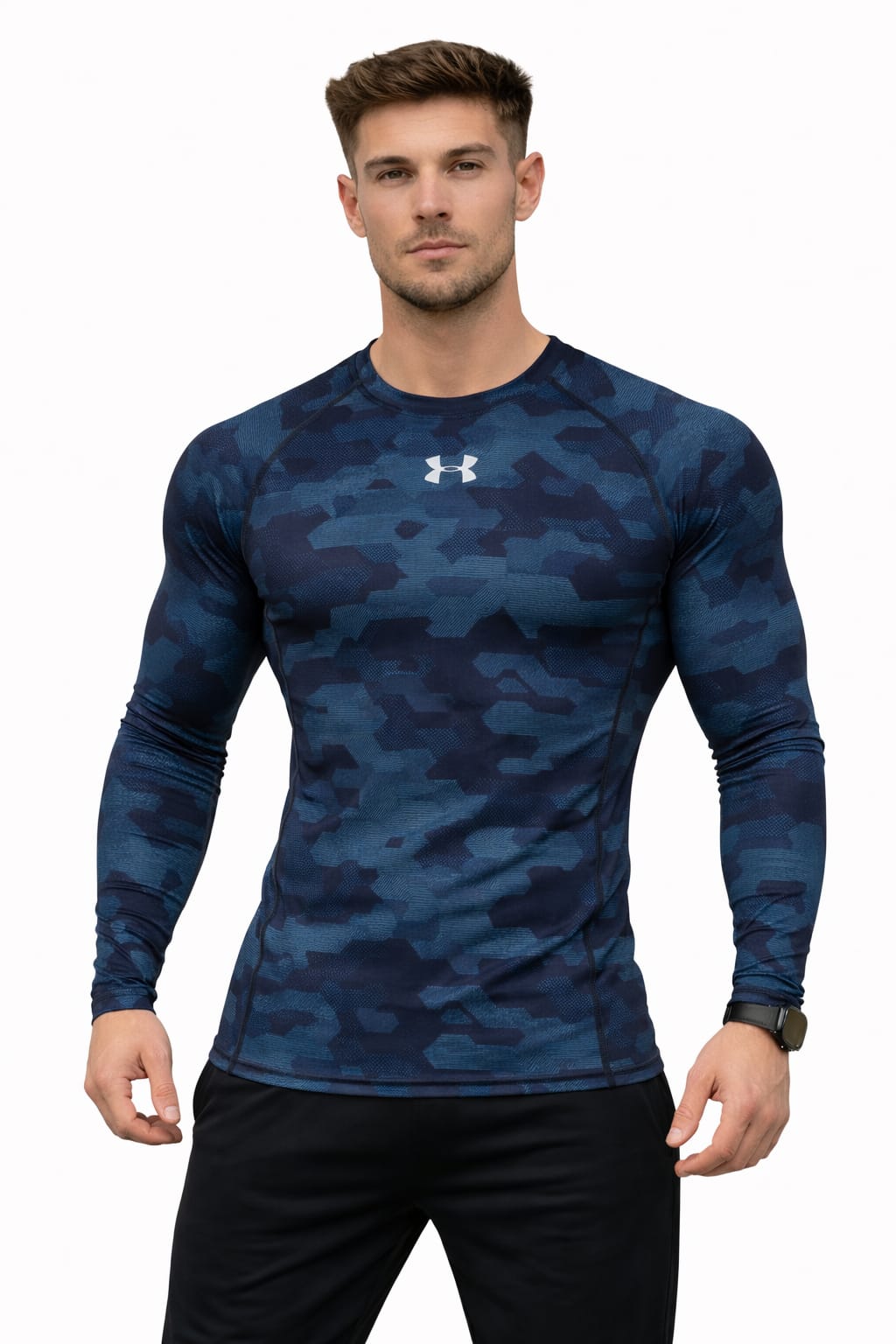 Playera Deportiva Color Azul Marino Manga larga