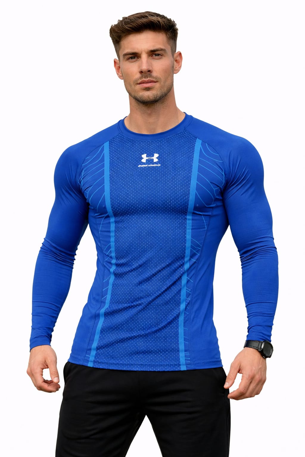 Playera Deportiva Color Azul Manga larga