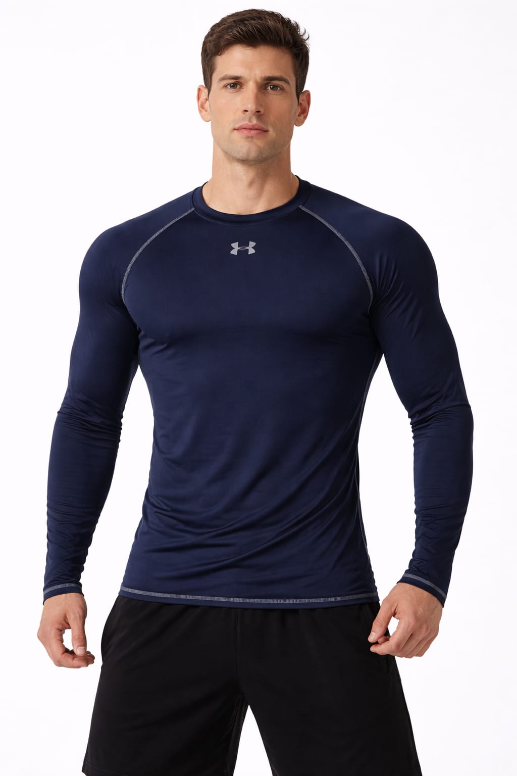 Playera Deportiva Manga Larga Color Azul Marino