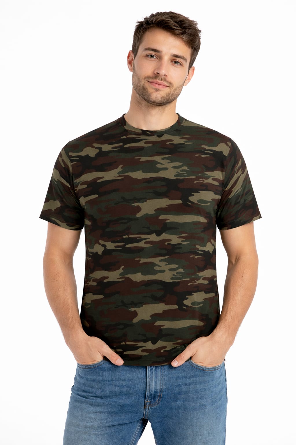 Playera Manga Corta Camuflaje Verde