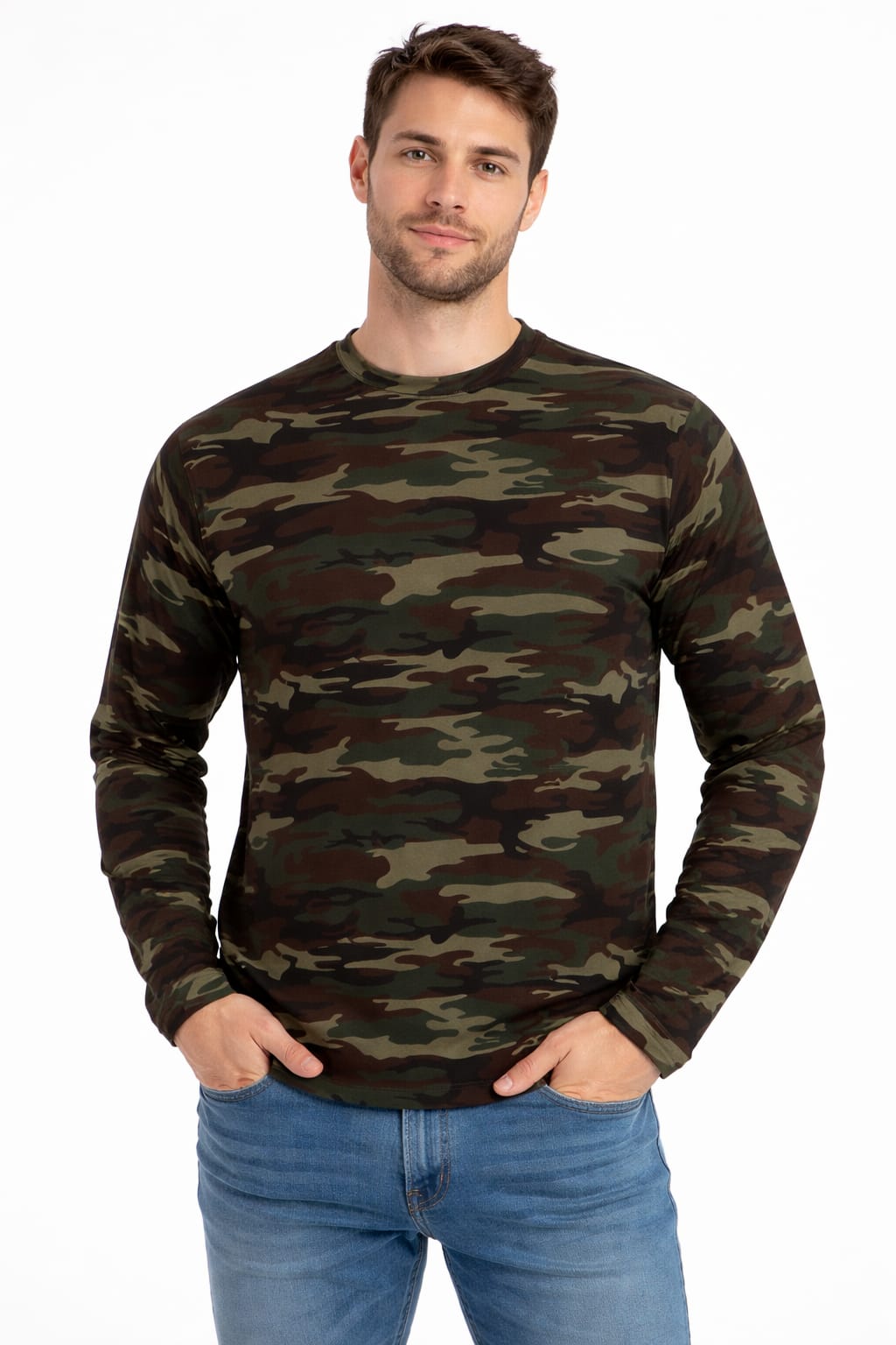 Playera Manga Larga Camuflaje Verde
