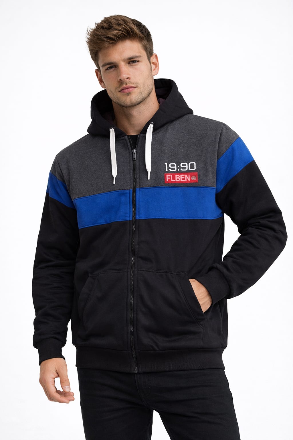 Sudadera Aborregada Tricolor Con Cierre