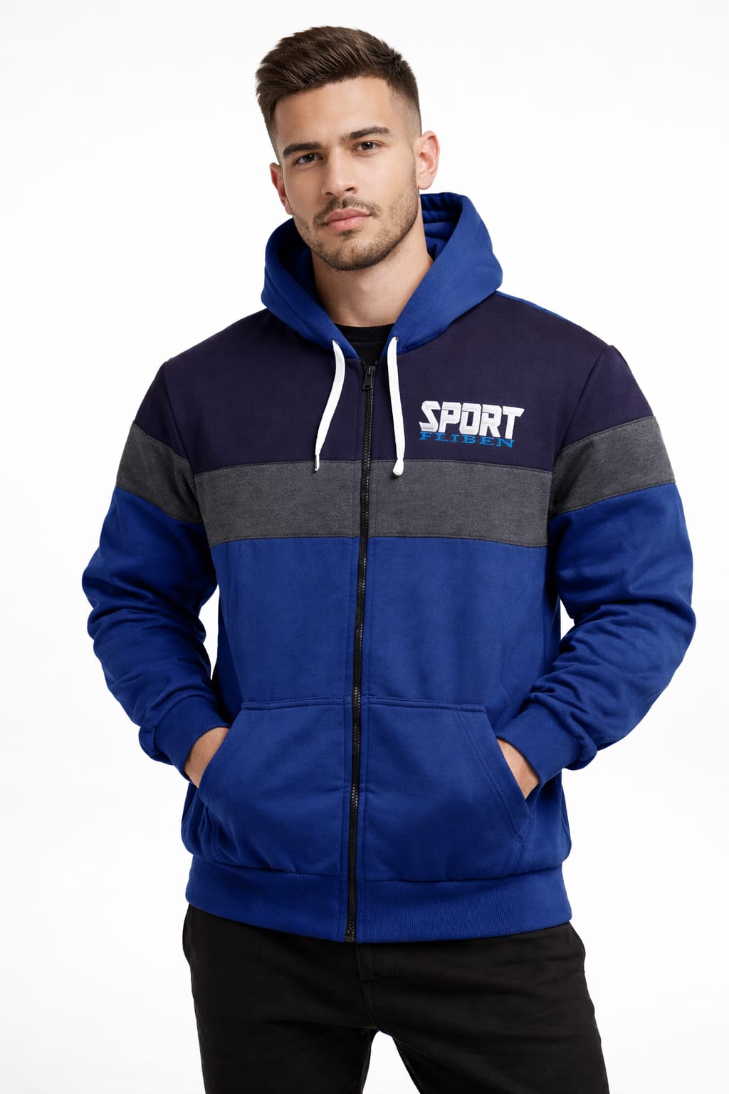 Sudadera Aborregada Tricolor con cierre