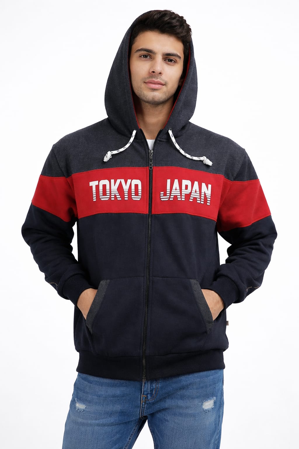 Sudadera Sencilla Tricolor Con Cierre