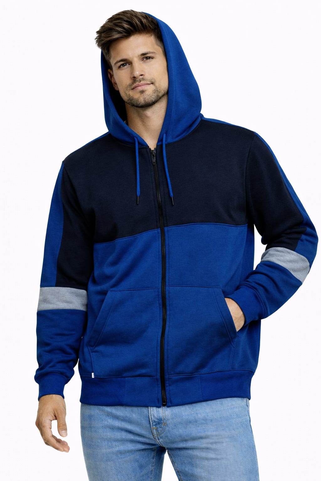 Sudadera Con Cierre y Gorra Sencilla