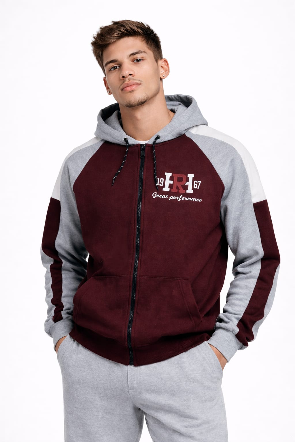 Sudadera Con Cierre Sencilla Color Guinda