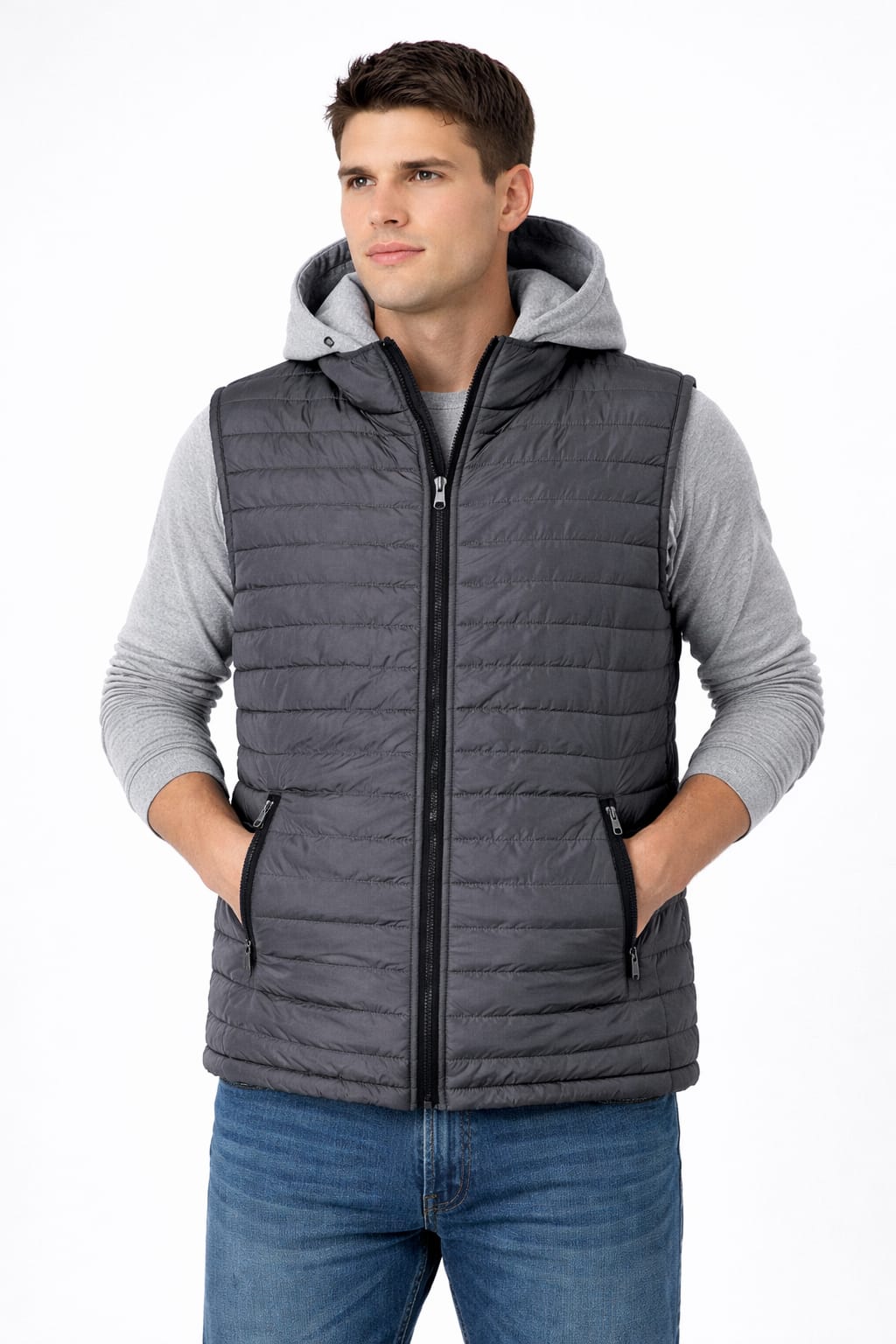 Chaleco Con Gorra Tipo sudadera Desmontable