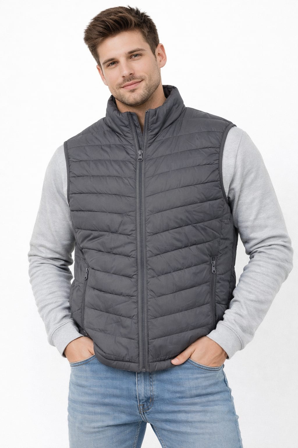 Chaleco Doble Vista Color Gris-Verde Camuflaje