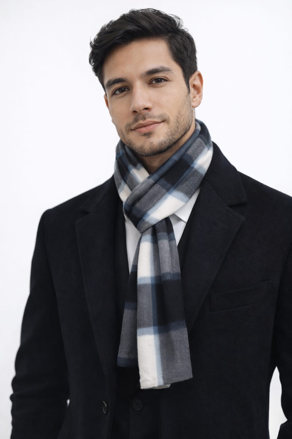 Bufanda Aborregada Con Estampado de Cuadros