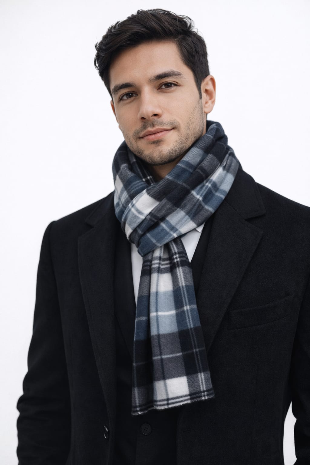 Bufanda Aborregada Con Estampado De Cuadros