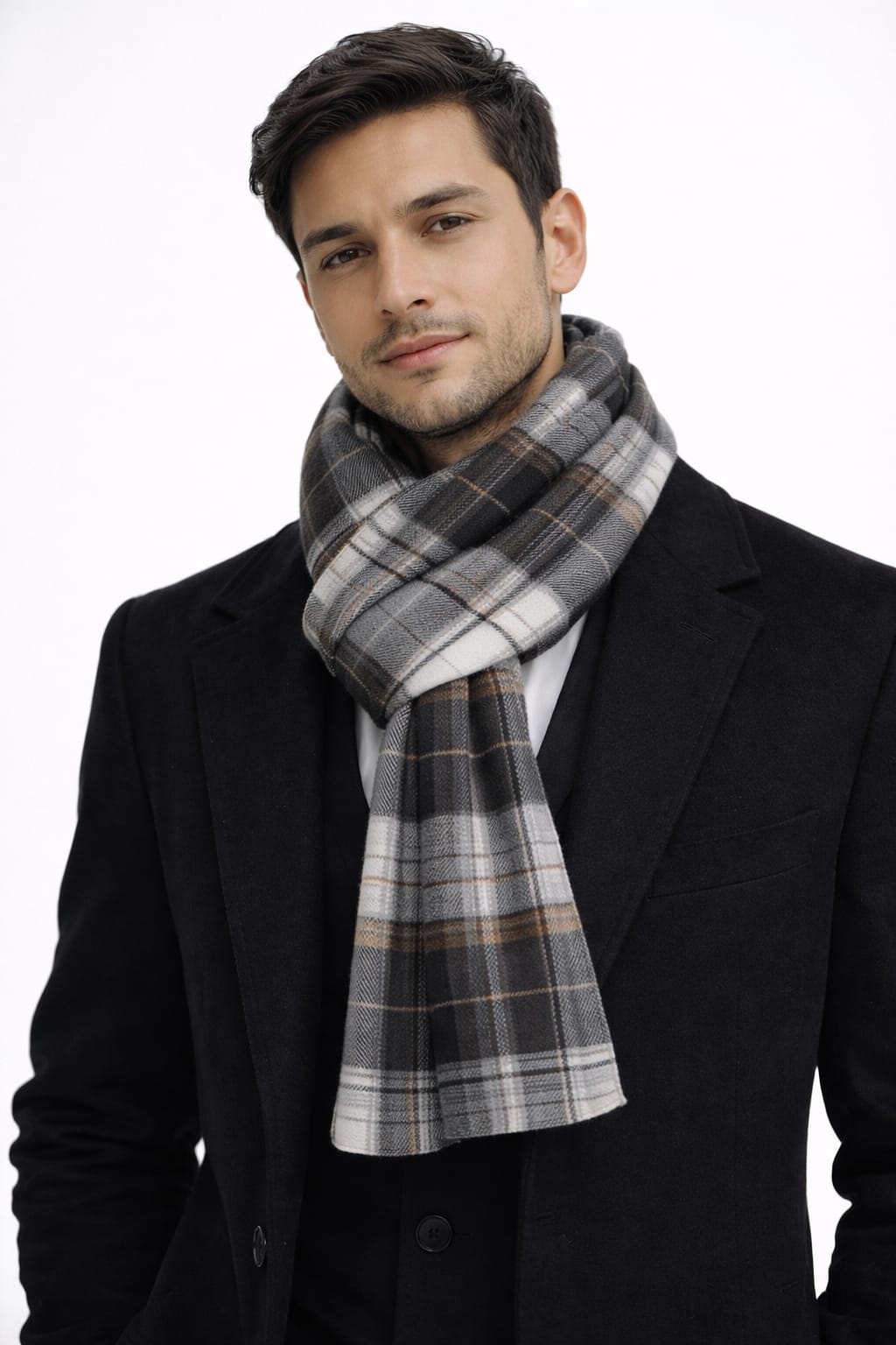Bufanda Aborregada con Estampado de Cuadros