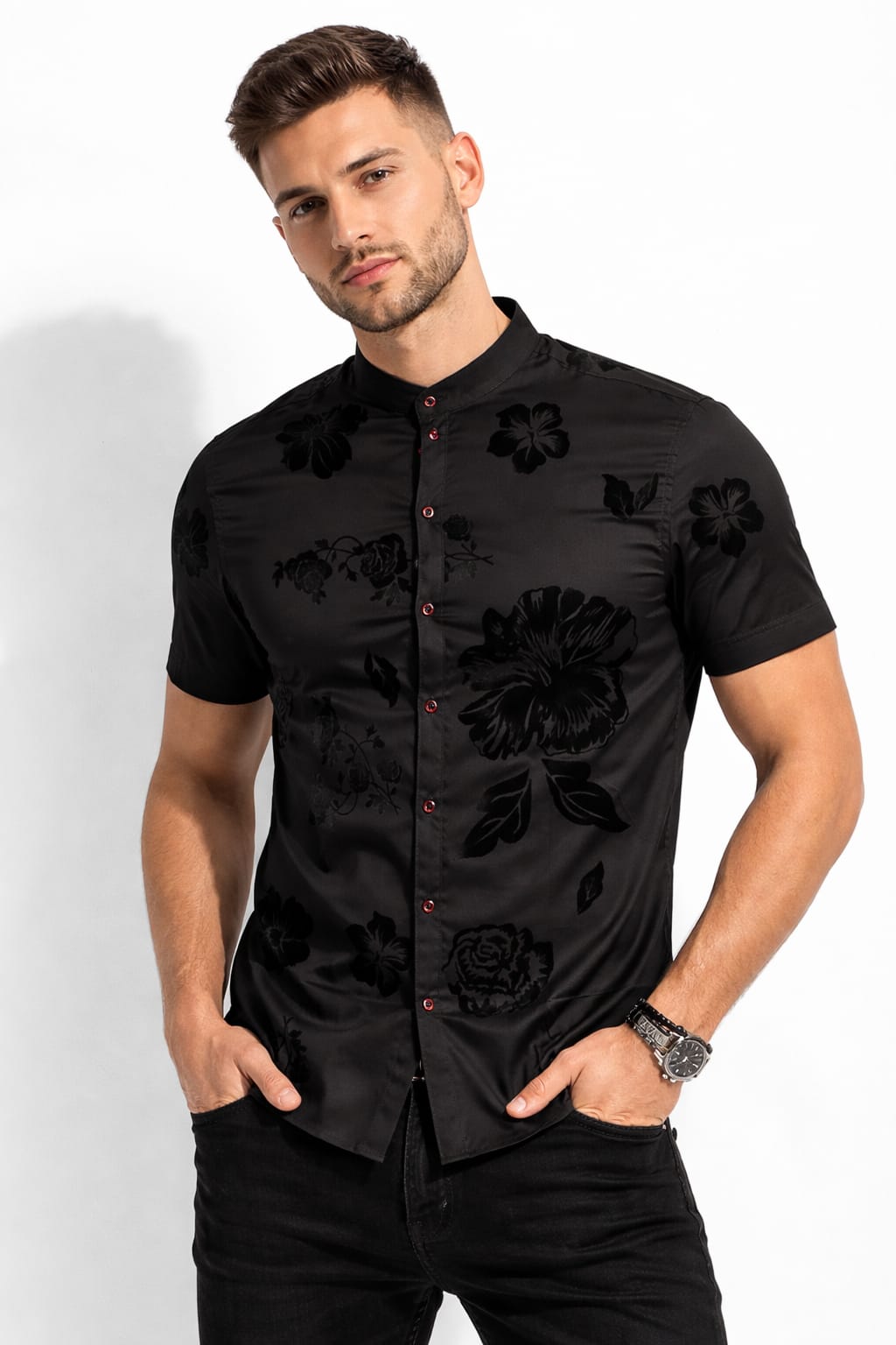 Camisa Con Estampando de Terciopelo