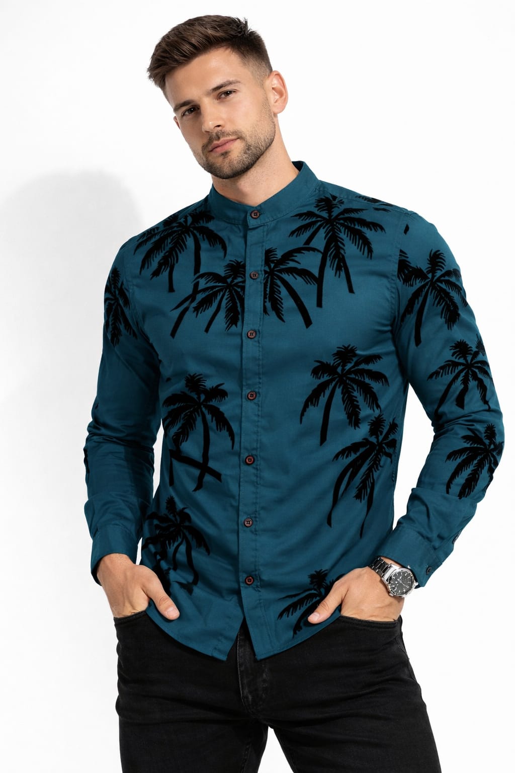 Camisa Con Estampando De Terciopelo